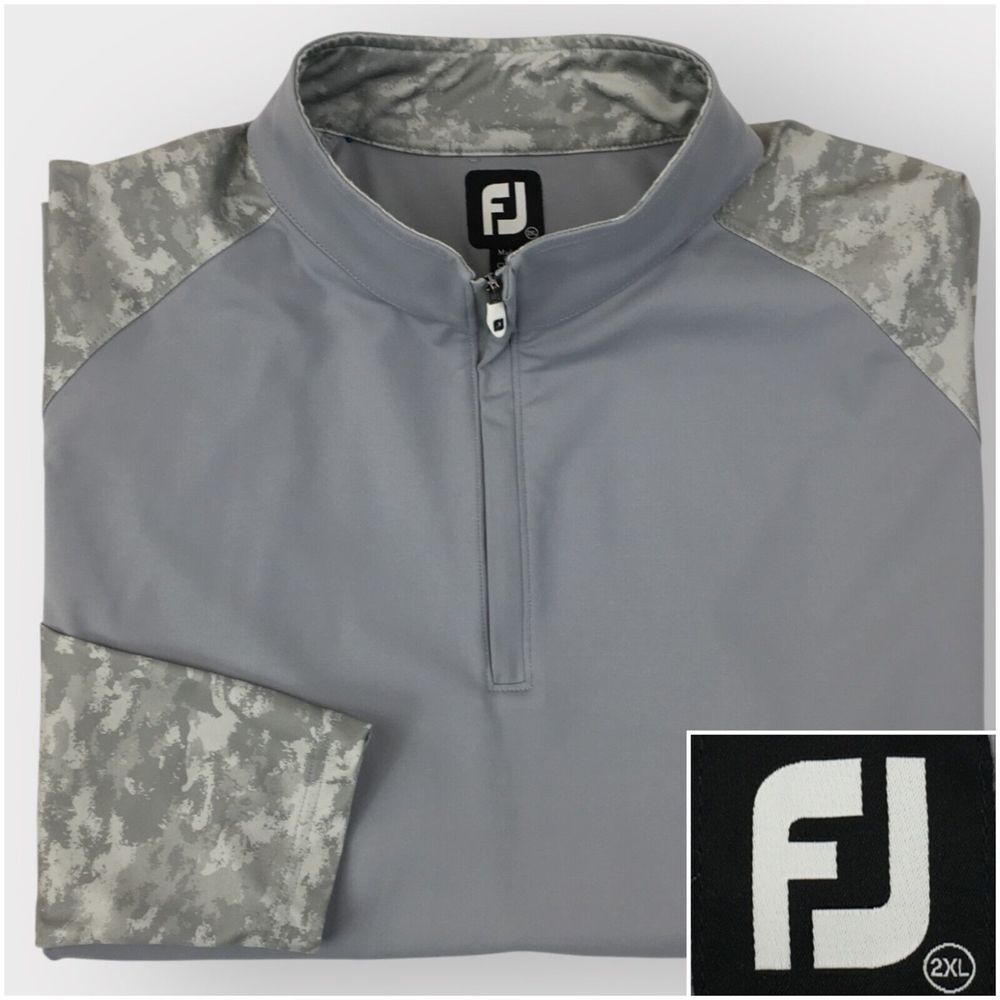 FootJoy Men's Performance 1/4 Zip Golf Pullover Camo Gray Size 2XL